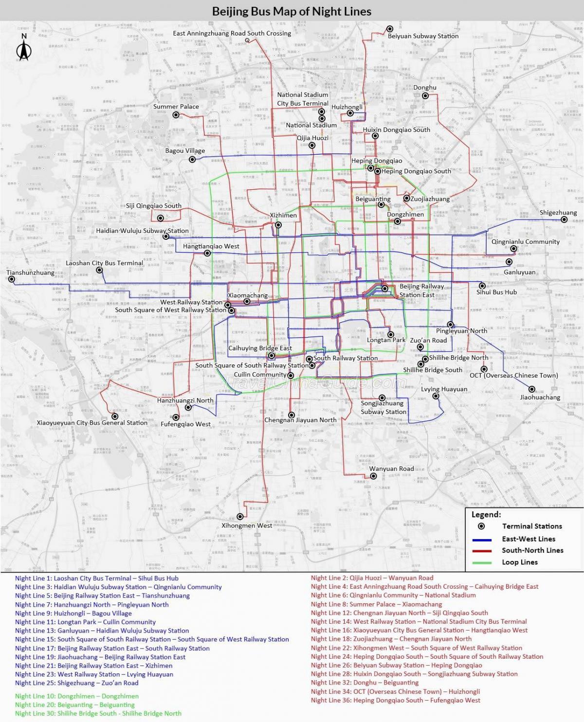 Пекін карта автобусних маршрутів