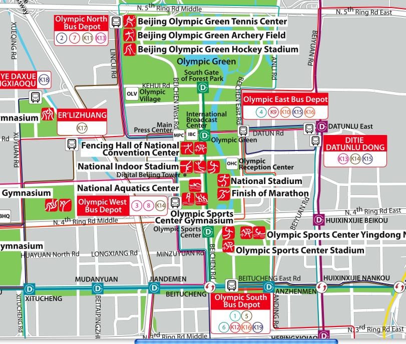 карта Олімпійського парку Пекіна