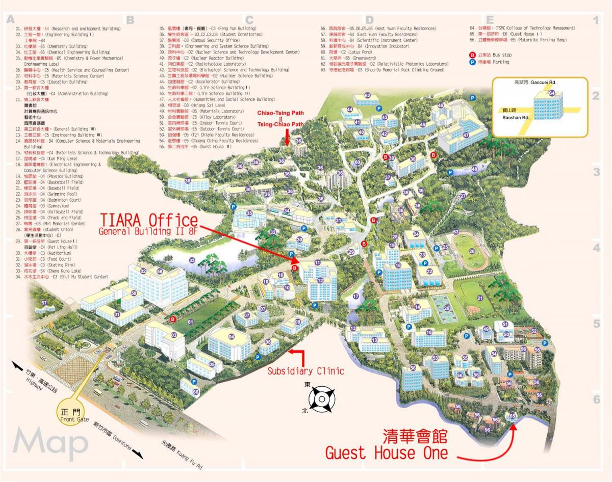 карта кампуса Університету Цінхуа 